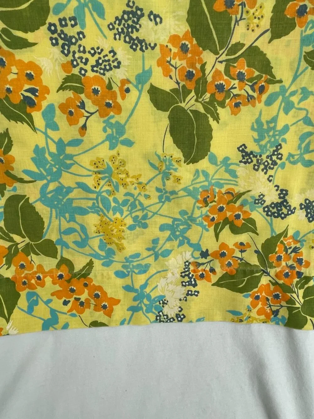 Vintage Late 1970s to 1980s Yellow Floral Pillow Case